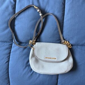 Michael Kors Sky Blue Crossbody Handbag | Gold Logo Detail